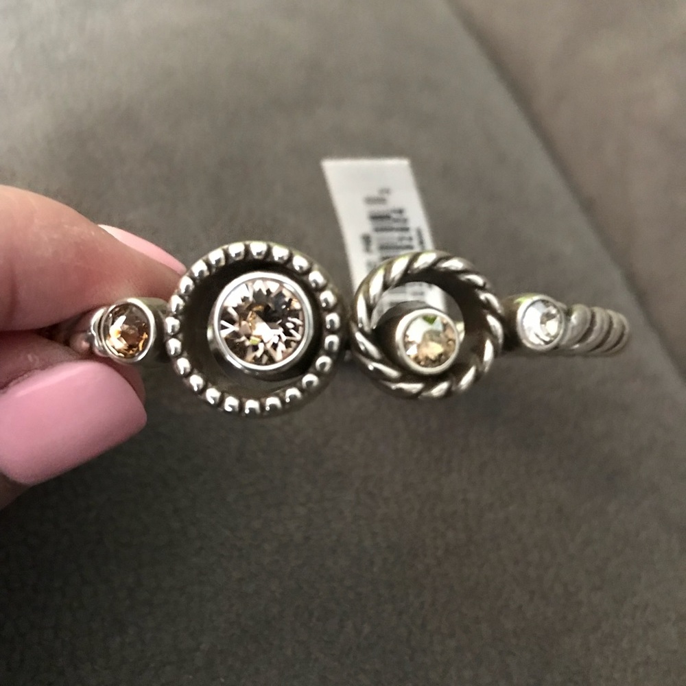 Brighton Halo Bangle bracelet. Pink, gold, & white